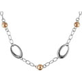 Sterling Silver Pink Gold Bead Link Necklace
