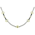 Sterling Silver Yellow Gold Black Enamel Necklace