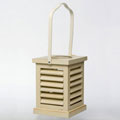 Square Wood Slat Sage Candle Lantern