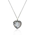 Sterling Silver Pink Shell Cameo and Marcasite Necklace