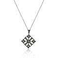 Sterling Silver Floral Patterned Marcasite Necklace