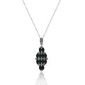 Sterling Silver Marcasite and Onyx Cluster Necklace