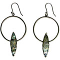 Large Sterling Roman Glass Hoop Earrings (Israel)