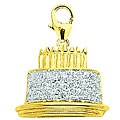 14k Yellow Gold Diamond Birthday Cake Charm
