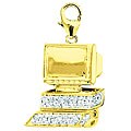 14k Yellow Gold Diamond Computer Charm