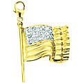14k Yellow Gold Diamond American Flag Charm