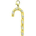 14k Yellow Gold Diamond Candy Cane Charm