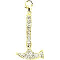 14k Yellow Gold Diamond Hammer Charm