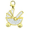 14k Gold 1/10ct TDW Diamond Baby Carriage Charm