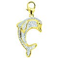 14k Gold 1/10ct TDW Diamond Dolphin Charm