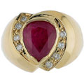 18k Gold Ruby and 1/6ct TDW Diamond Ring