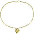 10k Yellow Gold Diamond Accent Heart Anklet