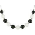 14k Gold Black Onyx and White Agate Bead Necklace