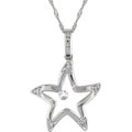 14k White Gold Diamond Accent Star Necklace