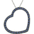 14k White Gold Blue Sapphire Heart Necklace