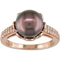 14k Gold Tahitian Pearl and 1/2ct TDW Diamond Ring (G-H-I, I1) (9-10 mm)