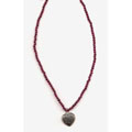 Silver Heart on Garnet Beads Necklace (USA)