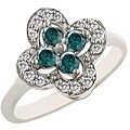 14k Gold 1/2ct TDW Blue/ White Diamond Flower Ring (I-J, I2)