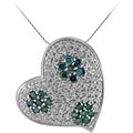 14k Gold 1ct TDW Blue/ White Diamond Heart Necklace (I-J, I2)