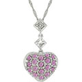 14k Gold Pink Sapphire and Diamond Heart Necklace