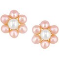 White and Pink Freshwater Pearl Flower Earrings (7-7.5 mm)