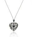 Sterling Silver Marcasite/ Onyx Heart Locket Necklace