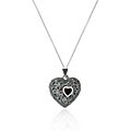 Sterling Silver Marcasite/ Garnet Heart Locket Necklace