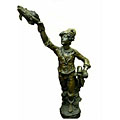 'Boy Holds a Fish' Bronze Fountain