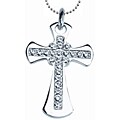 Silvertone Pewter Crystal Cross Necklace