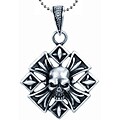 Pewter Fleur de Lis-inspired Skull Necklace