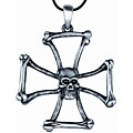 Pewter Iron-style Cross with Skull Necklace