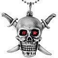 Pewter Sword and Skull Pendant Necklace