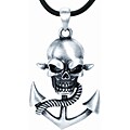Pewter Skull and Anchor Pendant Necklace