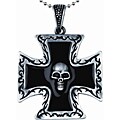 Pewter Iron Cross and Skull Pendant Necklace
