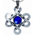 Pewter Blue Crystal Celtic Knot Pendant Necklace
