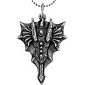 Pewter Dragon Head Pendant Necklace