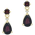 18k Gold Overlay Garnet Teardrop Earrings