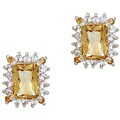 18k Gold Overlay Citrine and White Topaz Earrings