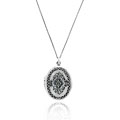 Sterling Silver Marcasite Oval Locket Necklace