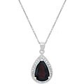 Sterling Silver Garnet and CZ Teardrop Necklace