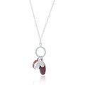 Silver Cherry Quartz Glass and Mother of Pearl Cluster Necklace