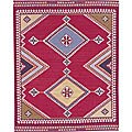 Hand-woven Red Wool Mongol Rug (7'9 x 9'9)