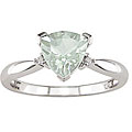 10k Gold Green Amethyst and Diamond Accent Ring