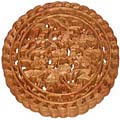 Camphor Wood 'Fish In Lotus Pond' Wall Art Hanging