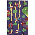 Hand-hooked Tropical Vibrant Wool Rug (5' x 8')