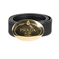 Prada Women's Black Logo Jacquard Canvas Belt