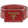 Prada Women's Red Patent Leather Logo Plaque Belt (Size 38)