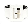 YSL Women's Ivory Patent Leather Wide Belt