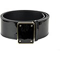 YSL Women's Black Patent Leather Plaque Belt