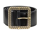 YSL Women's Black Leather Wide Buckle Belt